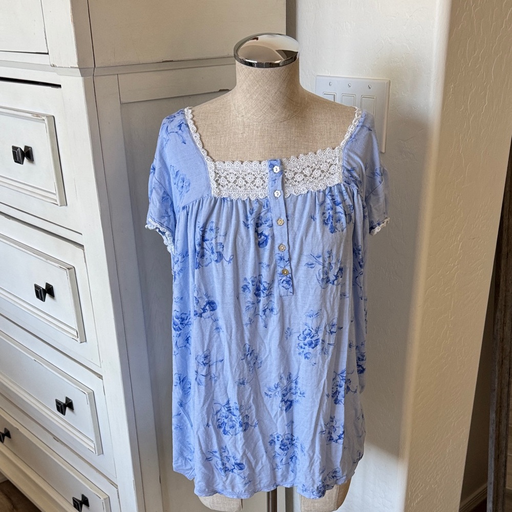 Eileen West XL Pretty Pansies Modal 2 piece pj pants set